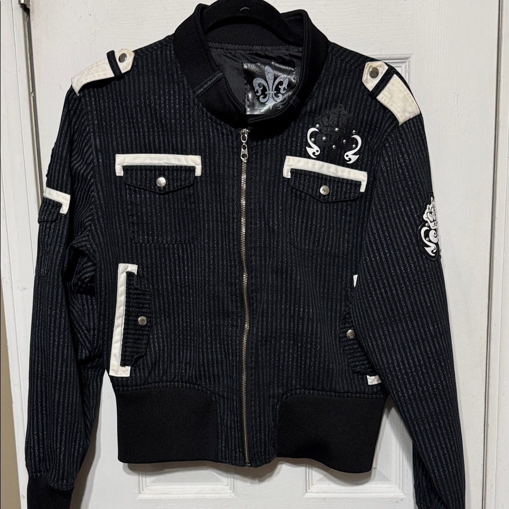 Stylish Black and White Bomber Jacket